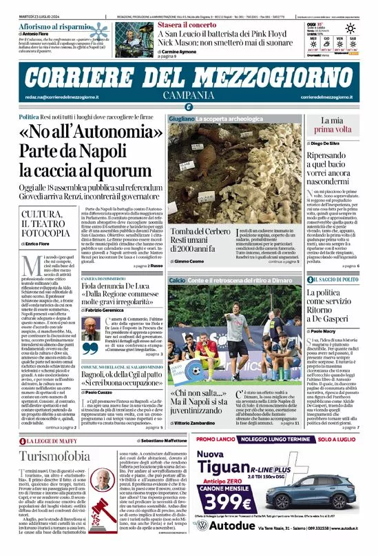 Prima-pagina-corriere del mezzogiorno-del-2024-07-23
